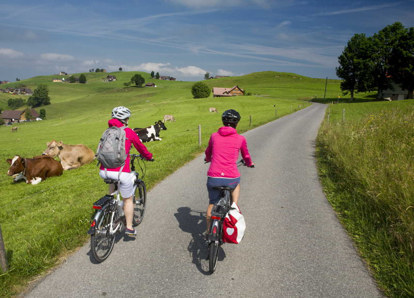 De route loopt overwegend over stille weggetjes Jong stel op de Herzroute