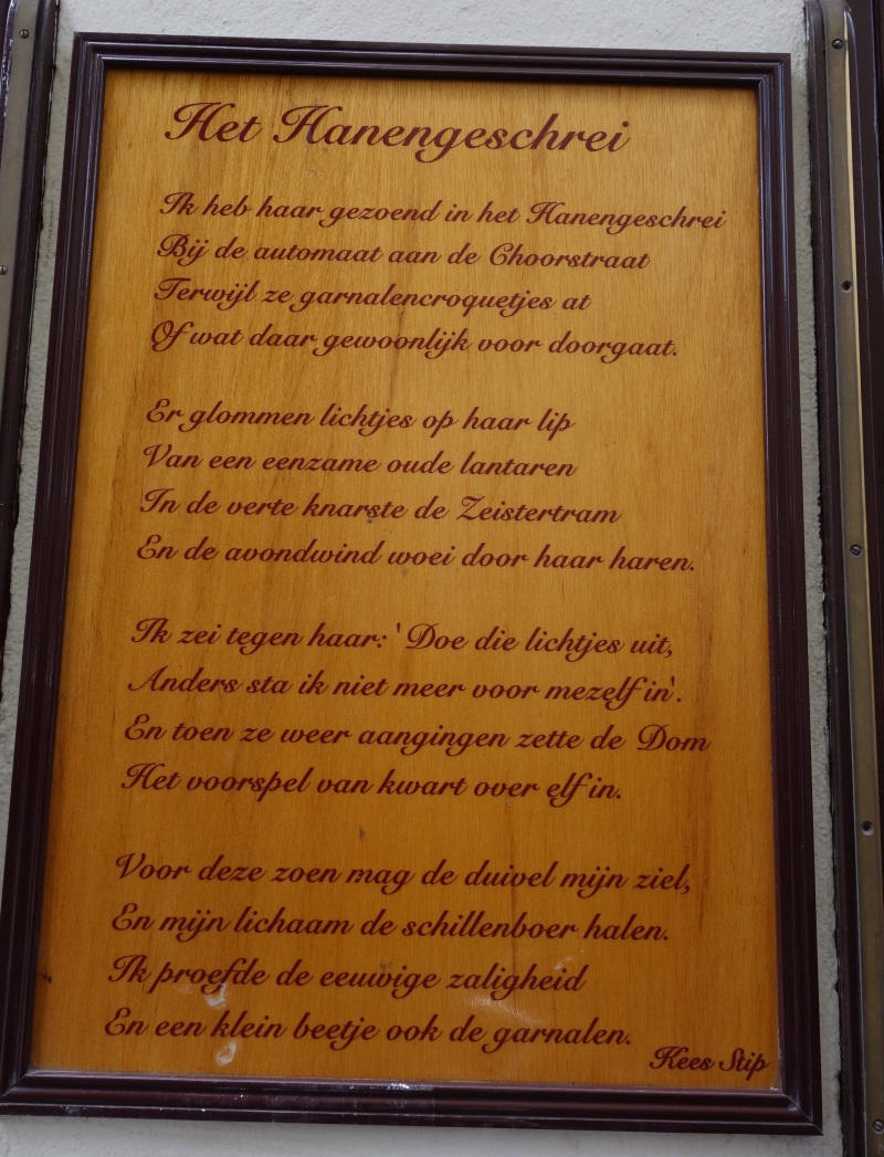 Prachtige gedicht én een prachtige straatnaam Plakaat met tekst Hanengeschrei